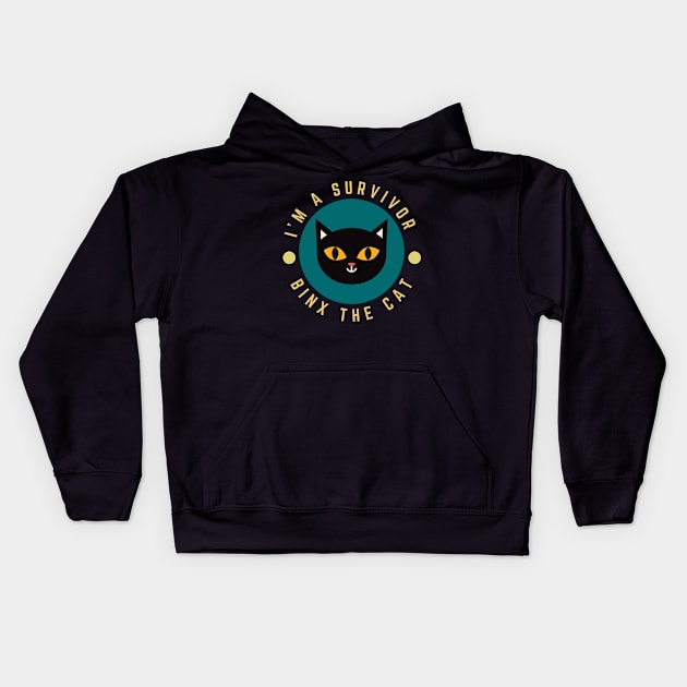 Binx The Cat I'm A Survivor Kids Hoodie by CityNoir